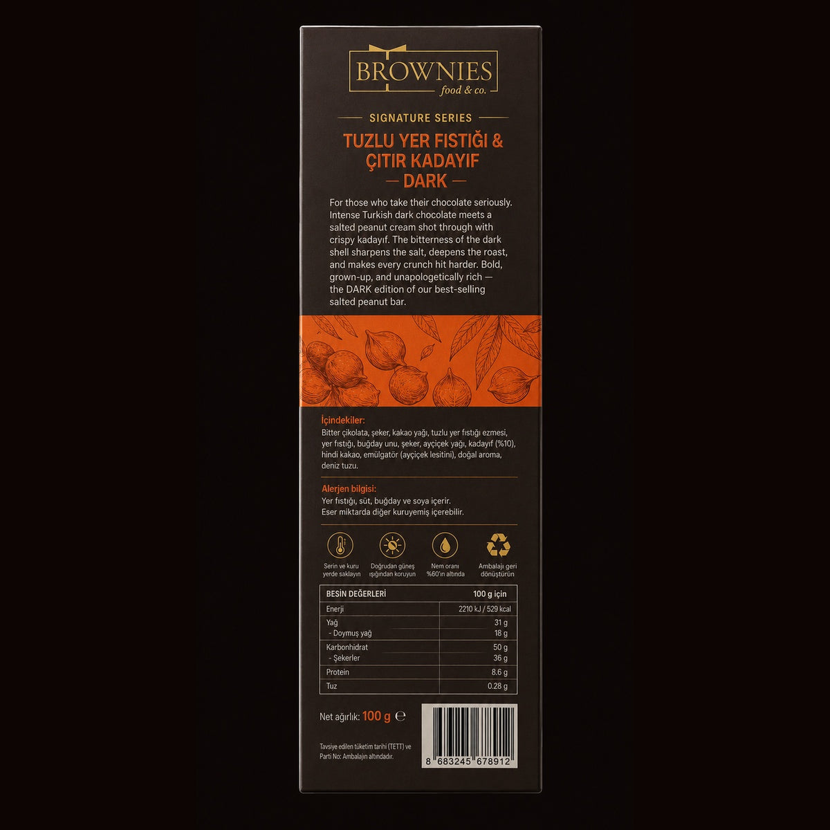 Salted Peanut & Crispy Kadayıf — Dark Chocolate (100g)